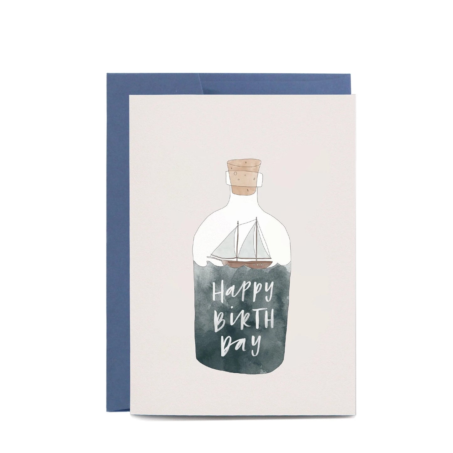 Happy Birthday Ship in a Bottle Greeting Card