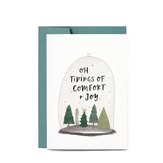Christmas Terrarium Greeting Card oh tidings oh comfort and joy