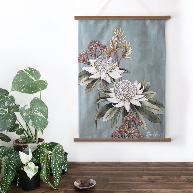 Typoflora - Art Tea Towel Waratah Portrait